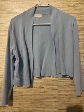 Calvin Klein Pale Blue Open Draped Cardigan